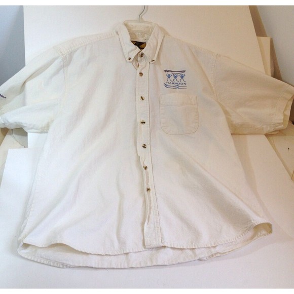Vintage Motorola Camp & Creek Short Sleeve Soft Cotton Button Up Shirt Size L - Picture 6 of 11